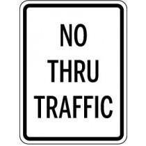 No Thru Traffic sign on a white background