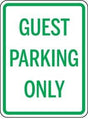 Guest Parking Only sign with green text on a white background