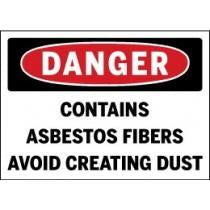 Danger - Contains Asbestos Fibers Avoid Creating Dust