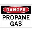 Dangerous Propane Gas warning sign with red border and black text.