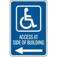 Handicap access sign with wheelchair icon and text on a white background