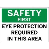 Safety sign indicating eye protection is required in the area.