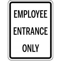 Sign with 'Employee Entrance Only' text on a white background