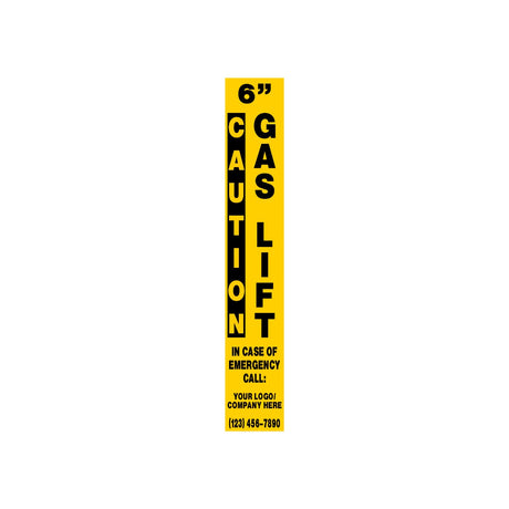 Caution 6” Gas Lift Yellow Marker Decal