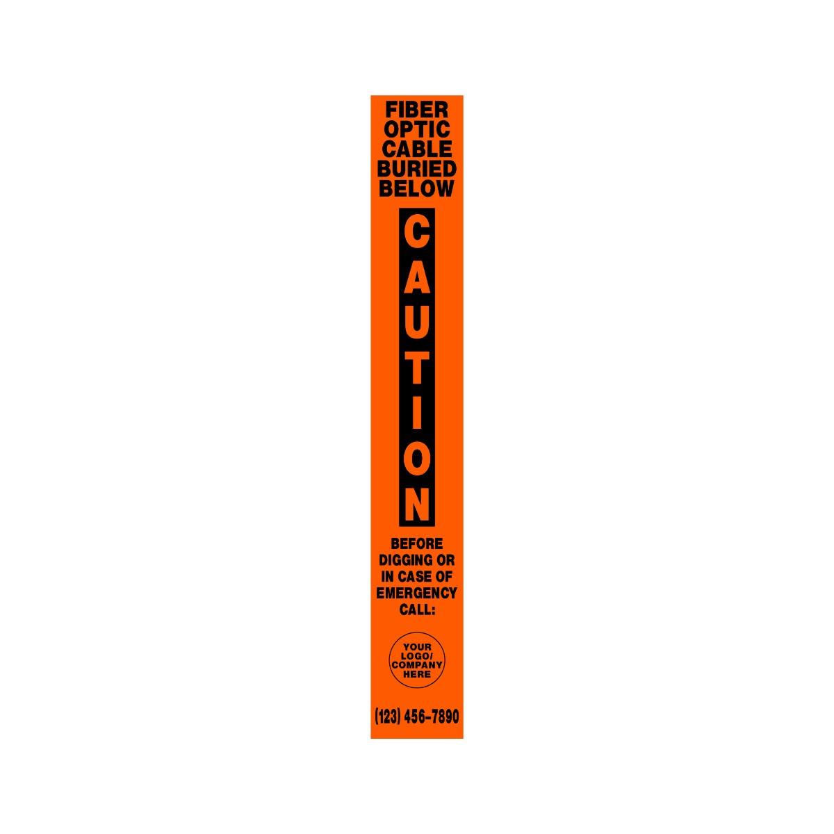 Caution Fiber Optic Cable Buried Below Orange Marker Decal