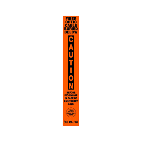 Caution Fiber Optic Cable Buried Below Orange Marker Decal