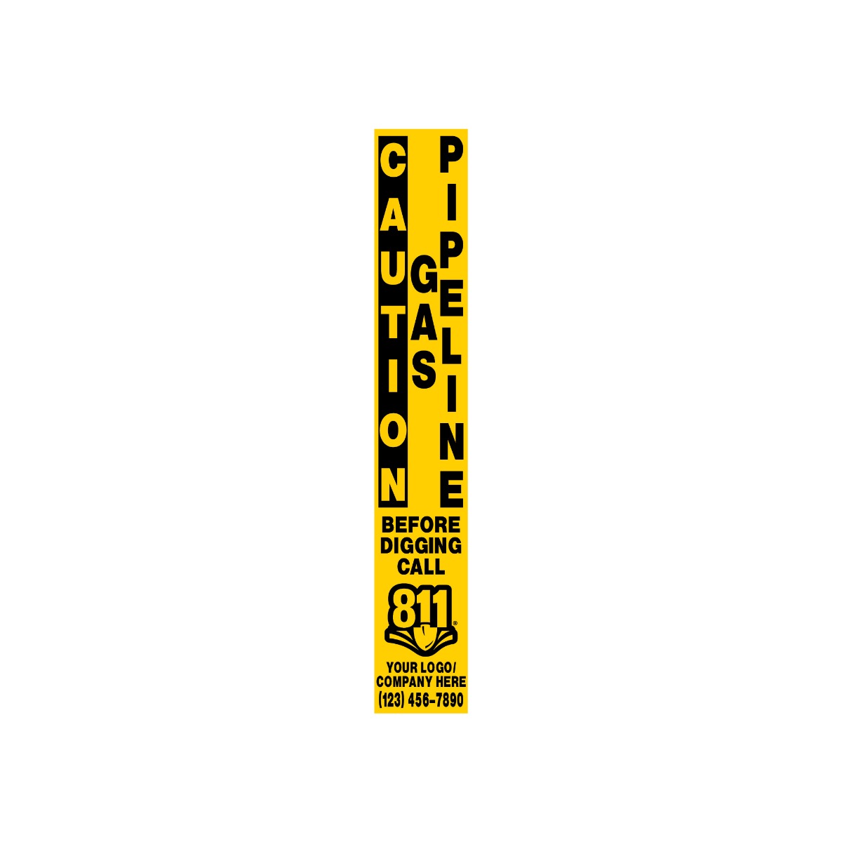 Caution Gas Pipeline Yellow Marker Decal