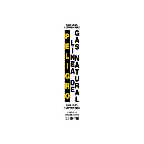 Caution Línea De Gas Natural White Marker Decal
