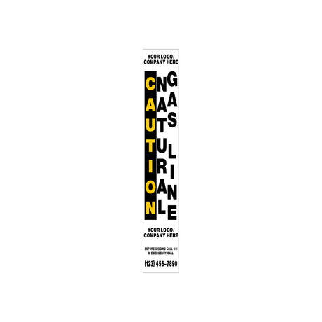 Caution Natural Gas Line White Marker Decal
