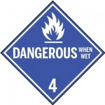 D.O.T. Placard - Dangerous When Wet