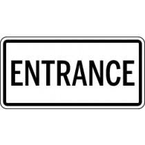 Black 'ENTRANCE' sign on a white background
