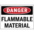 Danger flammable material sign with red border and black text on a white background