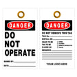 Two safety tags with 'Danger Do Not Operate' and 'Do Not Remove This Tag' text on a white background.