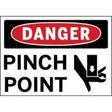 Safety Sign referencing the danger of a pinch point with a graphic