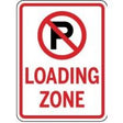 No parking loading zone sign with red border and white background