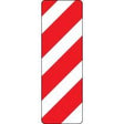 Red and white striped rectangular sign on a white background
