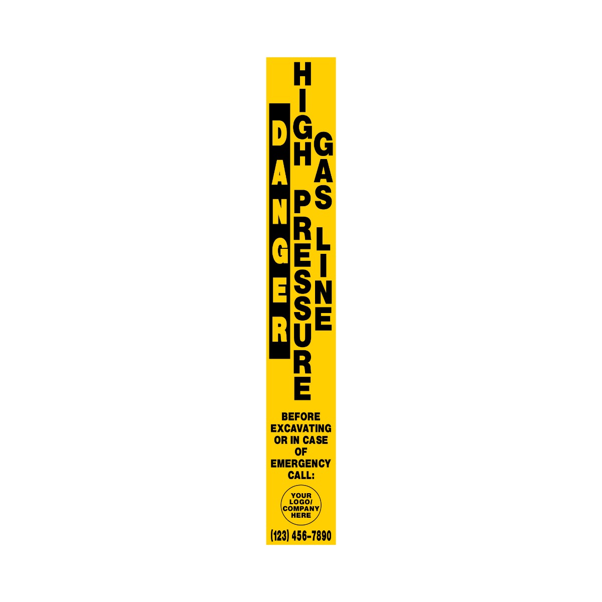 Danger High Pressure Gas Line Pipeline Marker Decal