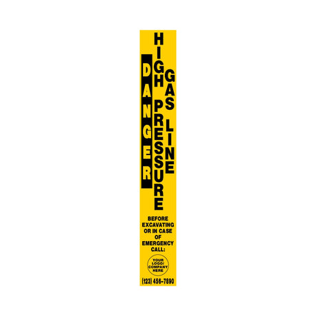 Danger High Pressure Gas Line Pipeline Marker Decal