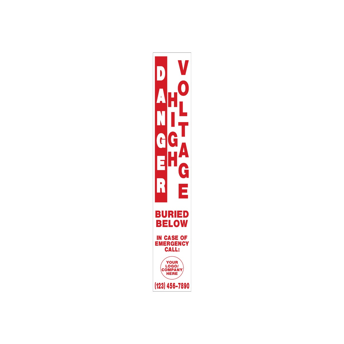 Danger High Voltage Buried Below Pipeline Marker Decal