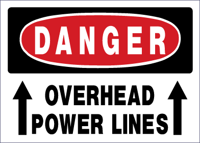 Danger - Overhead Power Lines with Up Arrows