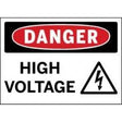 High voltage warning sign with 'Danger' and lightning bolt symbol on a white background
