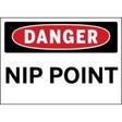 Danger sign with 'Nip Point' text on a white background