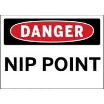Danger sign with 'Nip Point' text on a white background