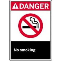 No smoking sign with danger label on a white background