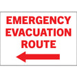 Left arrow Emergency Evacuation Route sign