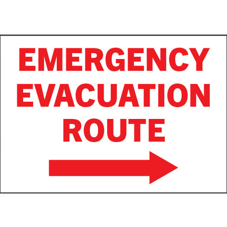 Red and white Emergency Evacuation Route sign