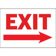 Red 'EXIT' sign with an arrow pointing to the right on a white background