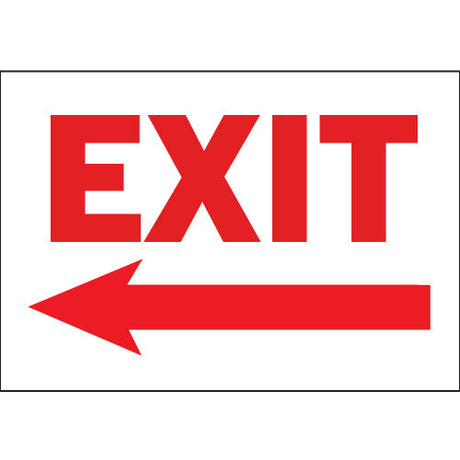 Red EXIT sign with left arrow for directional use