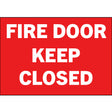 Red and white Fire Door Keep Closed safety sign