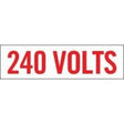 Red '240 Volts' label on a white background