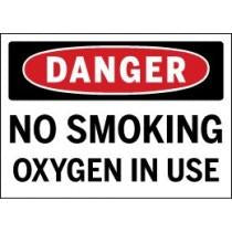 Safety sign warning of no smoking due to oxygen use