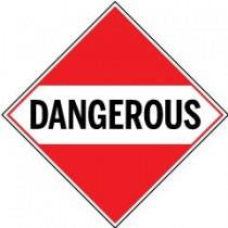 Dangerous sign with red background and black text