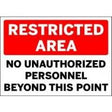Sign with 'Restricted Area' text on a red and black background