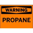 Warning sign for propane on an orange background