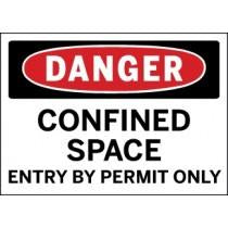 Dangerous confined space entry by permit only sign with red border