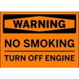 No smoking sign with warning text on an orange background