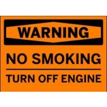 No smoking sign with warning text on an orange background