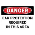Danger sign indicating ear protection is required in the area.