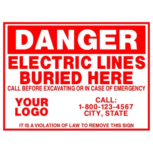 Danger - Electric Lines Buried Here Sign
