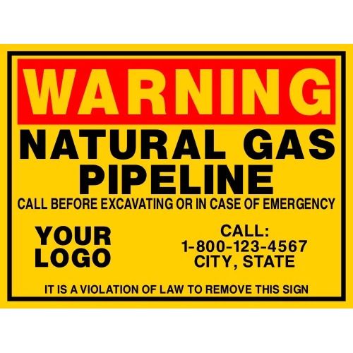 Warning Natural Gas Pipeline Sign