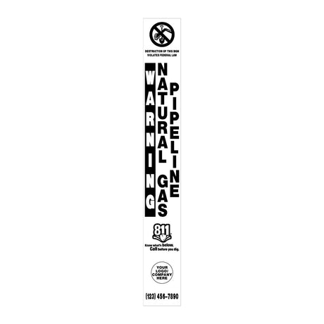 Warning Natural Gas Pipeline White Marker Decal