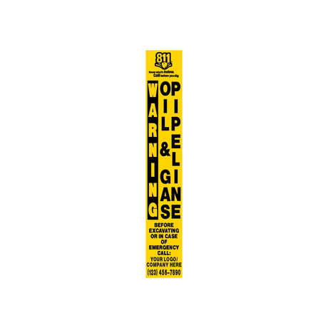 Warning Oil/Water/Gas Pipeline Yellow Marker Decal