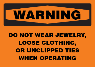 Warning sign on an orange background with black text.